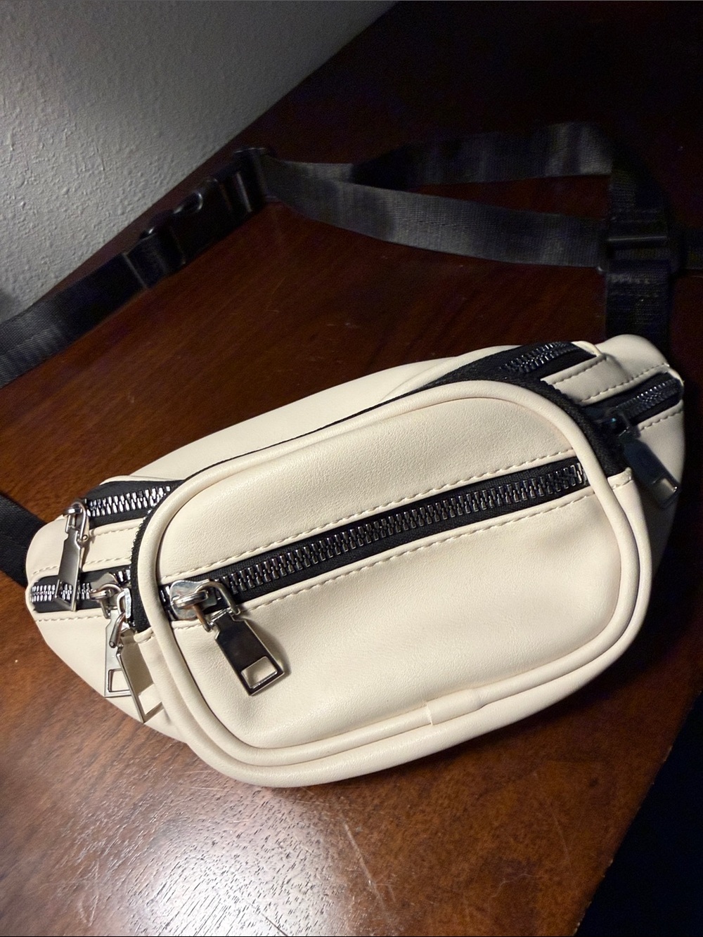 White Faux Leather Fanny Pack